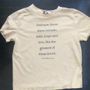 Tan bible scripture shirt from Forever 21